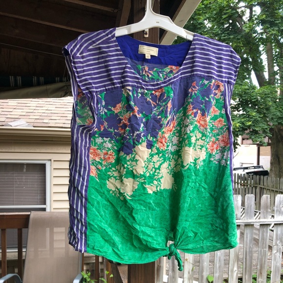 Anthropologie Moulinette Souers silk boxy top size M - fits 20” flat across bust - Picture 4 of 4